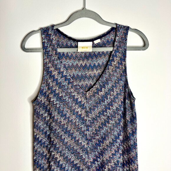 Anthropologie Maeve Westwater Knit Chevron Stripe Drop Waist Dress Retro Boho M - Picture 7 of 10